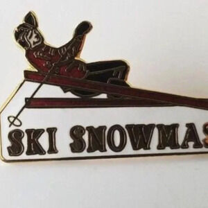 Ski Snowmass Pin Gold Trim Backing M. S. S. I.